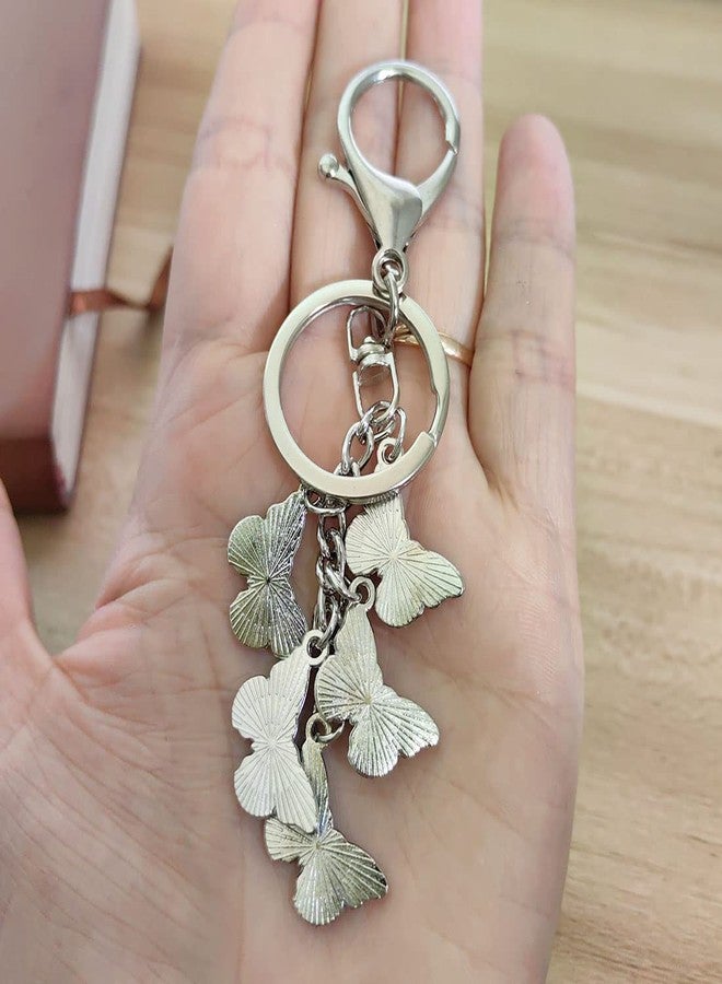 Meimimix Colorful Butterfly Charms Enameled Keychain Chain Tassel Keyring For Women Girls Purse Bag Accessories Jewellery (Five Butterflies) - Image 5